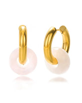 18k gold-plated stainless steel, Tarnish-free, Waterproof, Suitable for sensitive skin, gold earrings, retro earrings, vintage charm, classic earrings, beautiful earrings, timeless earrings, hoop earrings, charm earrings, rose quartz earring
